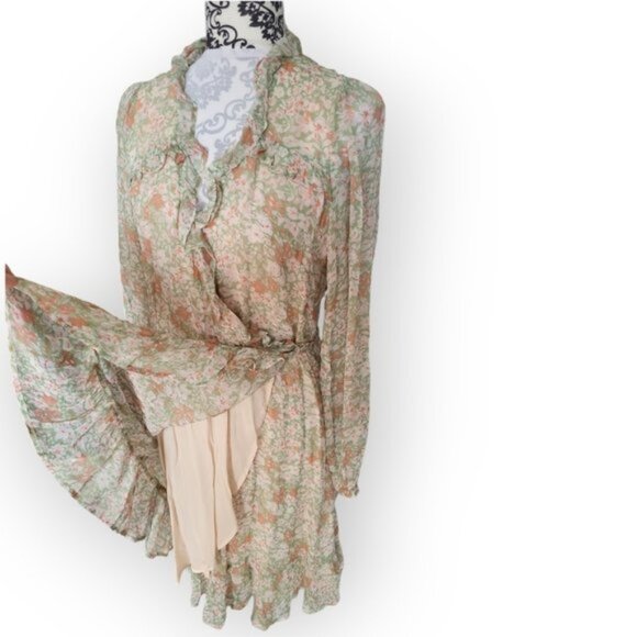 Esqualo Floral Ruffle Wrap Dress NWT Sz 6 - Picture 4 of 10